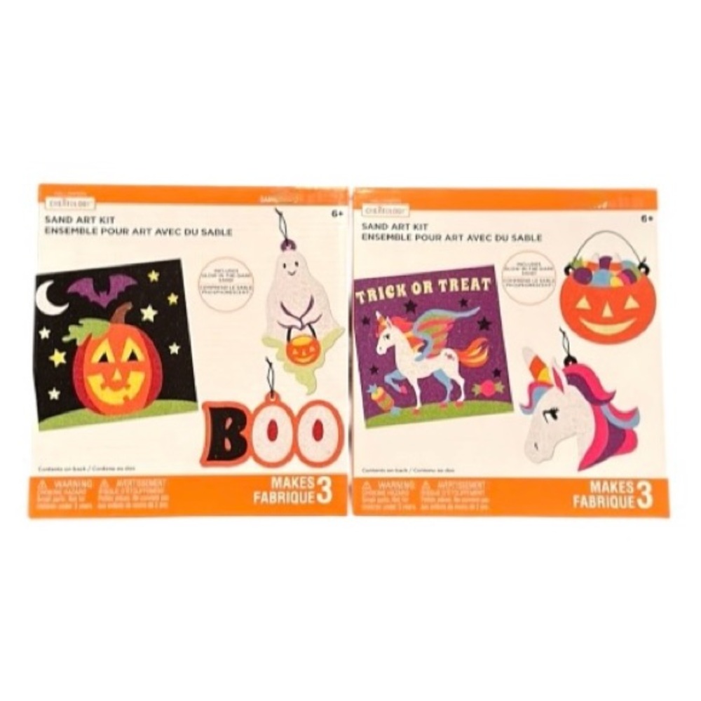 Creatology Halloween Pumpkin Unicorn Sand Art Craft Kits, 2 pc, makes 6 fabrics